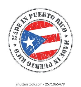 Made in Puerto Rico stamp scratched flag badge logo vector illustration