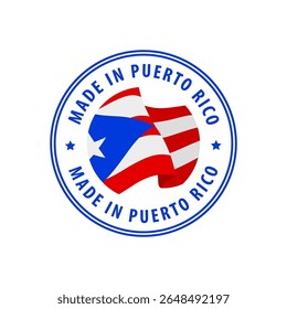 Feito em Porto Rico selo, adesivo. Ilustração vetorial.