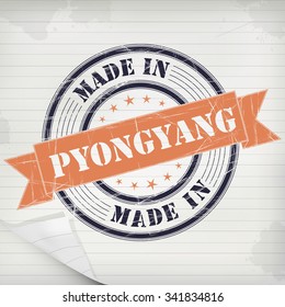 Made in Pyongyang vector rubber stamp on grunge paper