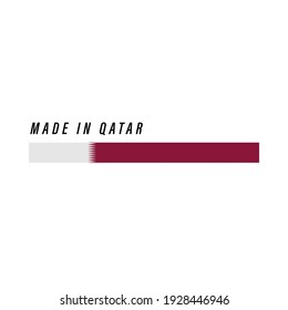 Made in Qatar, badge or label with flag isolated on white background