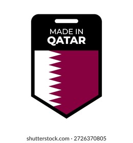 Etiqueta de crachá feita no Catar com design de bandeira do Catar. Ideal para embalagem de produtos, marca, etiquetas de qualidade, moda, fabricação e identidade de produto premium.