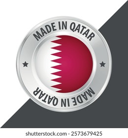 Made in Qatar badge logo flag sticker 3d vector illustration isolated on white