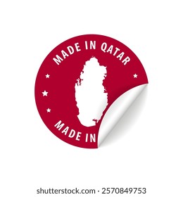 Made in Qatar - Country Map Sticker. Best Quality. Original Product. Vector illustration.