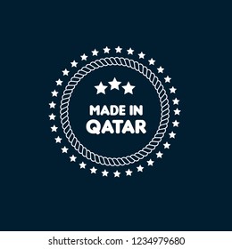 made in qatar emblem, label, badge,seal. vintage stamp.package label. vector illustration