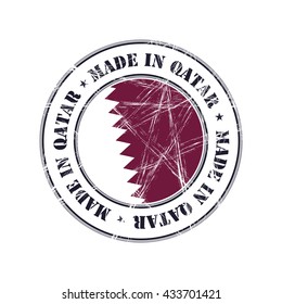 Made in Qatar grunge rubber stamp with flag