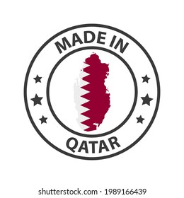 Made in Qatar icon. Stamp made in with country map