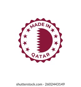 made in qatar label badge design illustration with national flag