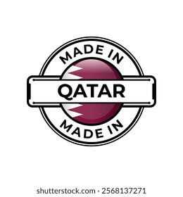 Made in Qatar label icon emblem isolated on white background. Vector quality logo emblem design element. Vector illustration