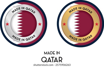 Made in Qatar. Premium labels, stickers, pointer, badge and symbol of Qatar flag icon. Collection vector illustration