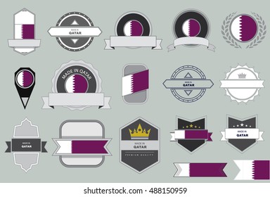 Made in Qatar Seal, Qatari Flag (Vector Art)