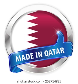 made in qatar silver badge isolated button on white background - vector eps10