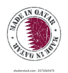 Made in Qatar stamp scratched flag badge logo vector illustration