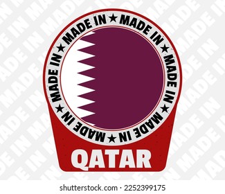 Made in Qatar vector badge, simple isolated icon with country flag, Qatar origin marking stamp sign design, rounded made in text