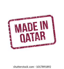 Made in Qatar. Vector Flag Illustration design stamp label