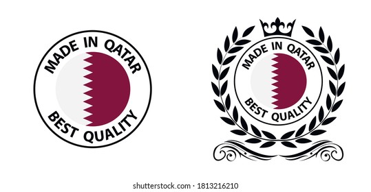 hergestellt in Katar   Vektorstempel. Abzeichen mit Katar   Flagge