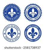 Made in quebec province round emblem symbol label vector set