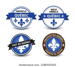 Made in quebec round emblem label sticker vector