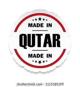 Made in Qutar flag button label banner icon Sticker Thai design, on white background.vector