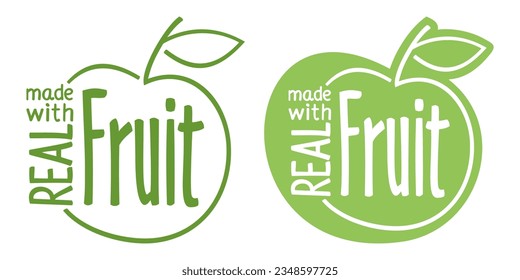 Made with real fruit - flat sticker for 100 percent organic food and drinks