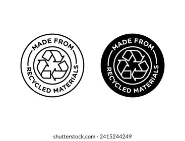 Made from Recycled Materials Icon Set. Vector Illustration