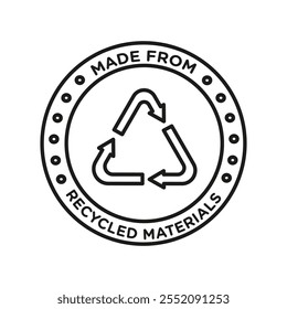 Hecho de materiales reciclados icono Sencillo símbolo de línea delgada plana
