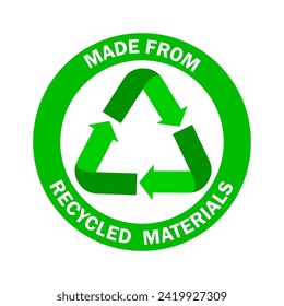 Made from recycled materials icon. Vector illustration. EPS 10.