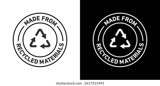 Made from recycled materials icon vector for web and mobile app. Symbol isolated.