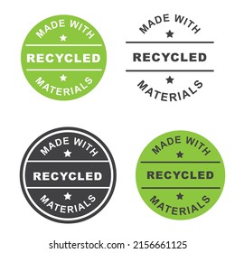 Hecho con materiales reciclados, etiqueta, icono, pegatina.
