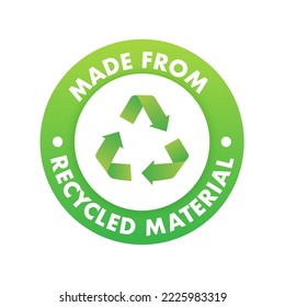 Made With Recycled Materials sign, label. Vector stock illustration