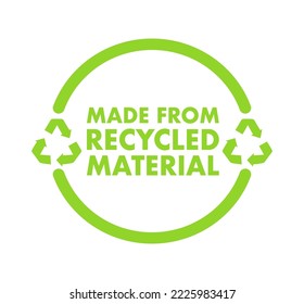 Made With Recycled Materials sign, label. Vector stock illustration