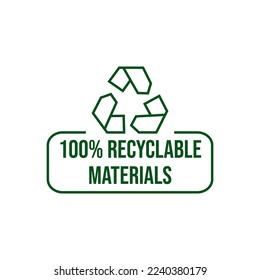 Made with recycled materials vector icon logo badge or label