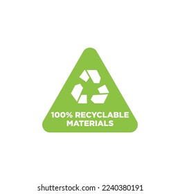 Made with recycled materials vector icon logo badge or label