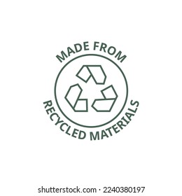 Made with recycled materials vector icon logo badge or label