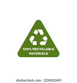 Made with recycled materials vector icon logo badge or label