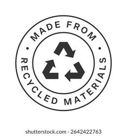 Made from recycled materials vector icon isolated on white background