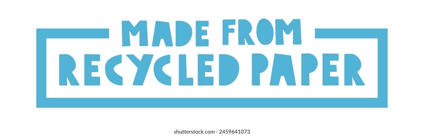 Hecho de papel reciclado. Insignia. Diseño de Vector. Ilustración sobre fondo blanco.