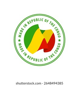 Made in Republic of the Congo stamp, sticker. Vector illustration.