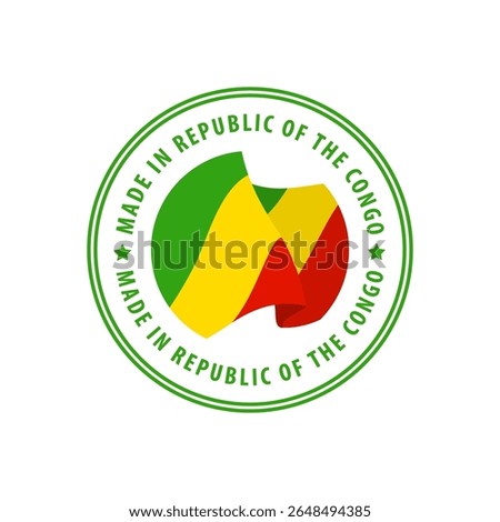 Made in Republic of the Congo stamp, sticker. Vector illustration.