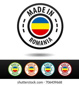 Made in Romania badges with Romanian flag. Flat Eps10 Vector.