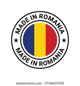 made in romania circle stamp design with flag