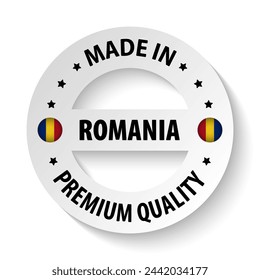 Made in Romania graphic and label. Element of impact for the use you want to make of it.