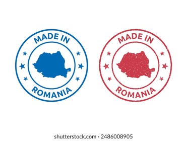 made in Romania labels set, product stamp of Romania