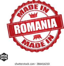 Made in Romania Red Grunge Stamp Isolated On White Background.Vector illustration