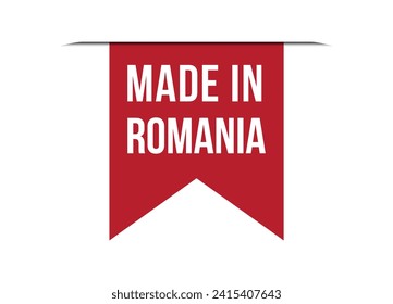 Made in Romania red vector banner illustration isolated on white background
