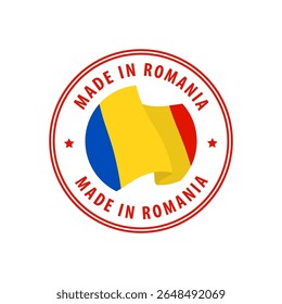 Made in Romania stamp, sticker. Vector illustration.