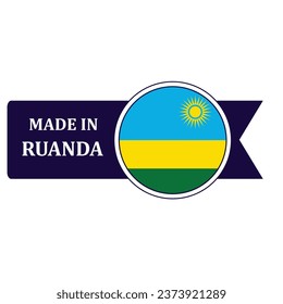 Made In Ruanda. Flag, banner icon, design, sticker