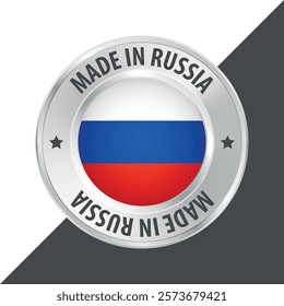 Made in Russia badge logo flag sticker 3d vector illustration isolated on white