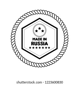 made in russia emblem, label, badge,seal. vintage stamp.package label. vector illustration