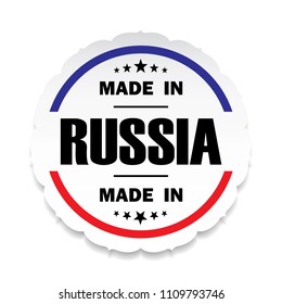 Made in Russia flag button label banner icon Sticker Thai design, on white background.vector