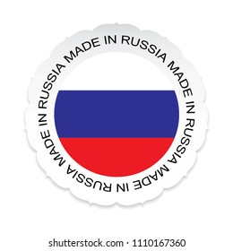 Made in Russia flag button label banner icon Sticker Thai design, on white background.vector